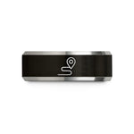 engraved bands for couples – black & grey tungsten route line pin wedding band