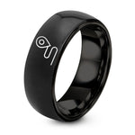 Engagement Ring Sets for Him And Her – black tungsten route line pin ring