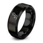 tungsten rings for couples – black tungsten route line pin ring