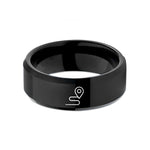 tungsten rings for couples – black tungsten route line pin wedding band