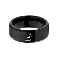 tungsten rings for couples – black tungsten route line pin wedding band