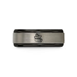 matching couple ring set – black & silver tungsten ship route dashed line wedding band