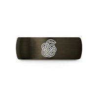 his and hers rings – gunmetal & black tungsten urnes style knotwork wedding band