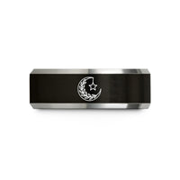 tungsten wedding bands – black & grey tungsten wreath star wedding band