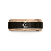 mens tungsten wedding – black & rose gold tungsten wreath star wedding band