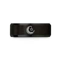 personalized couple rings – black tungsten wreath star wedding band