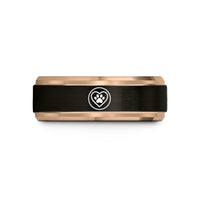 matching couple rings set – black & rose gold tungsten adopt paw wedding band
