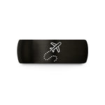 his and hers bands – black tungsten travel route wedding band