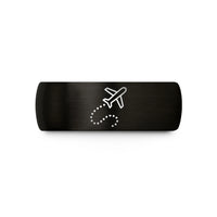 his and hers bands – black tungsten travel route wedding band