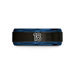 matching bands for couples – black & blue tungsten 18 wedding band