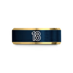 unique couple rings – gold & blue tungsten 18 wedding band