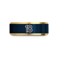 unique couple rings – gold & blue tungsten 18 wedding band