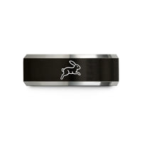 personalized engraved wedding rings – black & silver tungsten bunny hopping wedding band