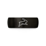 custom couples wedding bands – black & rose gold tungsten bunny hopping wedding band