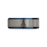 his and hers rings – black & blue & grey tungsten stack pop arrow wedding band