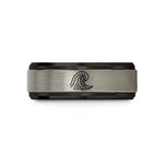 personalized rings for partners – black & blue & gray tungsten spiral wave crest wedding band