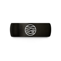custom engraved couple rings – black tungsten tin jupiter wedding band