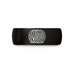 custom engraved rings men – black & rose gold tungsten hay bale wedding band