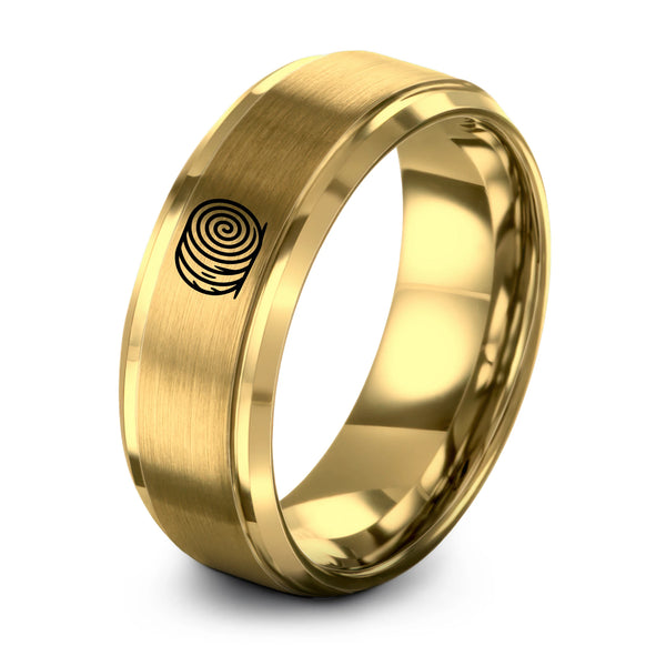 Hay Bale – Tungsten Wedding Band, 8 mm, Gold Comfort-Fit Unisex