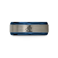 tungsten bands for couples – blue & gray tungsten skate skier wedding band