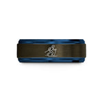 unique tungsten rings men – gunmetal & blue tungsten skate skier wedding band