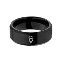 ladies bridal rings set – black tungsten venus wedding band