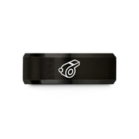 modern wedding bands men – black tungsten whistle wedding band
