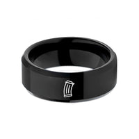 custom engraved rings couples – black tungsten ammo magazine wedding band