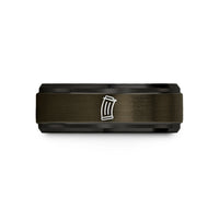 custom engraved rings couples – gunmetal & black tungsten ammo magazine wedding band