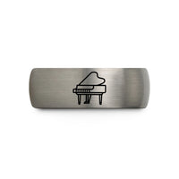 matching rings for couples – black & gray tungsten baby grand piano wedding band