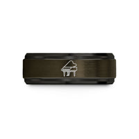 matching rings for couples – gunmetal & black tungsten baby grand piano wedding band