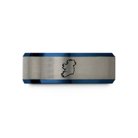 couple bands with engraving – blue & silver tungsten ireland wedding band