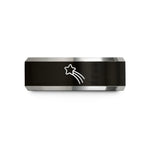 his and hers rings – black & silver tungsten shooting star wedding band
