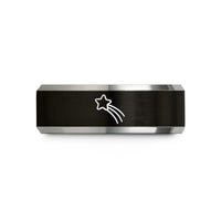 his and hers rings – black & silver tungsten shooting star wedding band