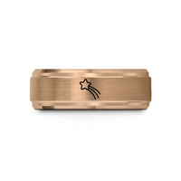 matching promise rings – rose gold tungsten shooting star wedding band