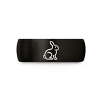 tungsten band for couples – black & rose gold tungsten sitting bunny wedding band