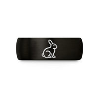 tungsten band for couples – black & rose gold tungsten sitting bunny wedding band