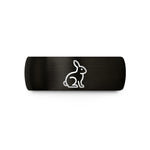 matching couple ring sets – black tungsten sitting bunny wedding band