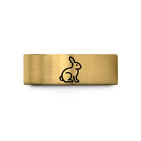engraved wedding rings sets – gold tungsten sitting bunny wedding band