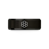 men's tungsten wedding band – black tungsten honeycomb lines wedding band