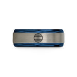 men’s wedding band style – black & blue & grey tungsten thailand flag wedding band