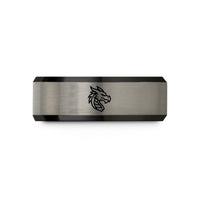 him tungsten wedding bands – black & blue & silver tungsten dragon wedding band