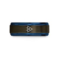 cool rings for guys – gunmetal & blue tungsten operational amplifier wedding band