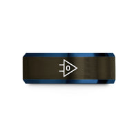 cool rings for guys – gunmetal & blue tungsten operational amplifier wedding band