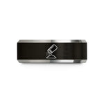 men's tungsten wedding band – black & silver tungsten powdered sugar dusting wedding band