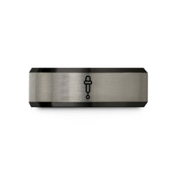 men's black tungsten ring – black & gray tungsten chemical dropper wedding band