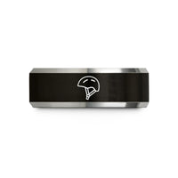 men's tungsten wedding band – black & gray tungsten climbing helmet wedding band