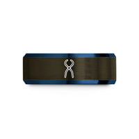 tungsten promise rings – gunmetal & blue tungsten lab tongs wedding band