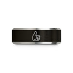 men's wedding band tungsten – black & silver tungsten thumb pick wedding band
