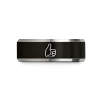 men's wedding band tungsten – black & silver tungsten thumb pick wedding band